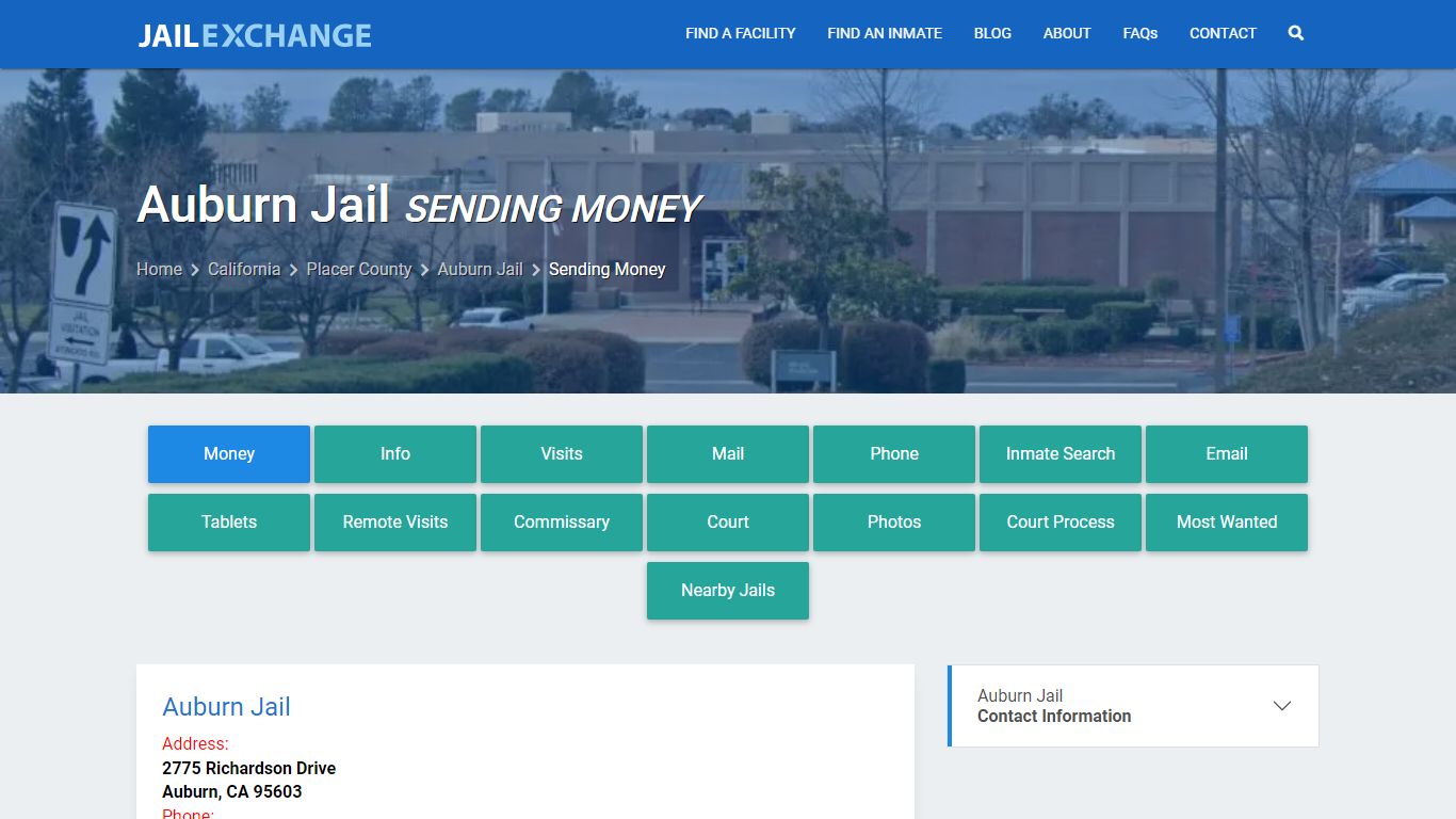 Send Money to Inmate - Auburn Jail, CA - Jail Exchange