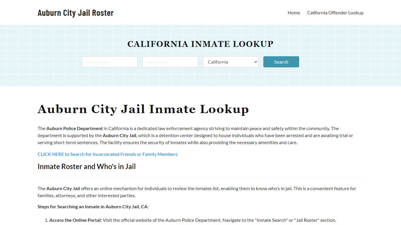 Auburn Police Department & City Jail, CA Inmate Roster, Arrests, Mugshots